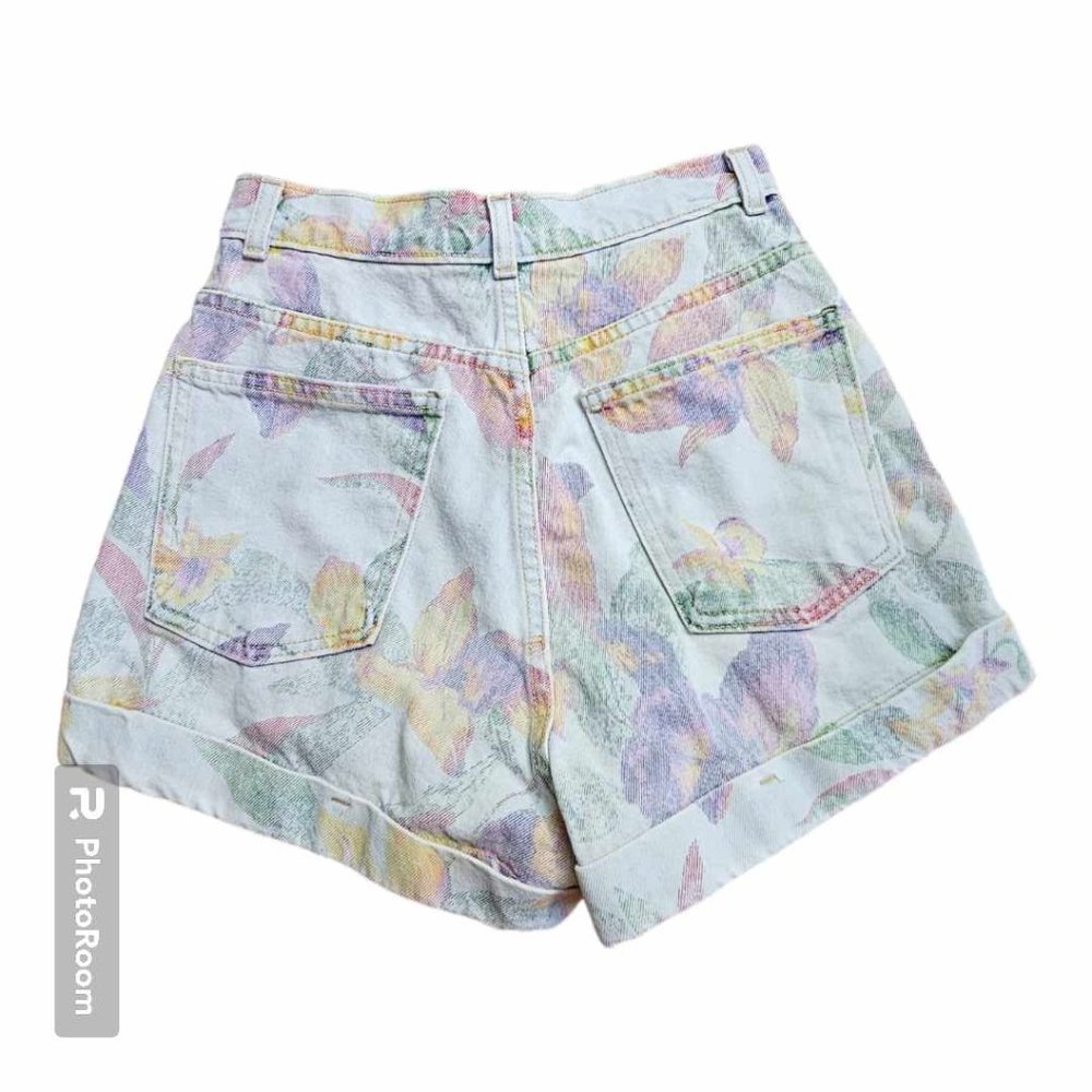 American Apparel High Waisted Floral Jean Shorts Size 27 - Picture 2 of 8